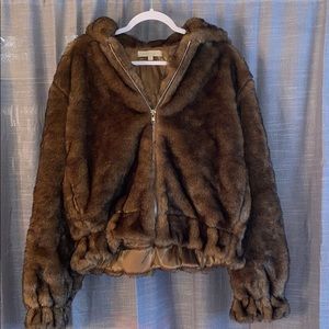 Oversized fur jacket